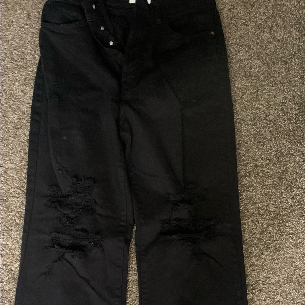Button up black baggy jeans